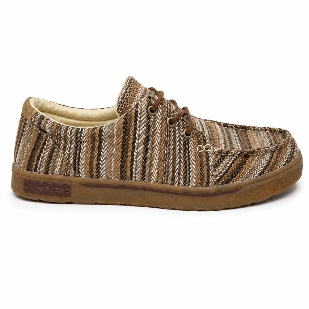 Sun + Stone Shoes Mens Size 12 Nash Elian Stripe Moc Toe Brown Casual Loafers